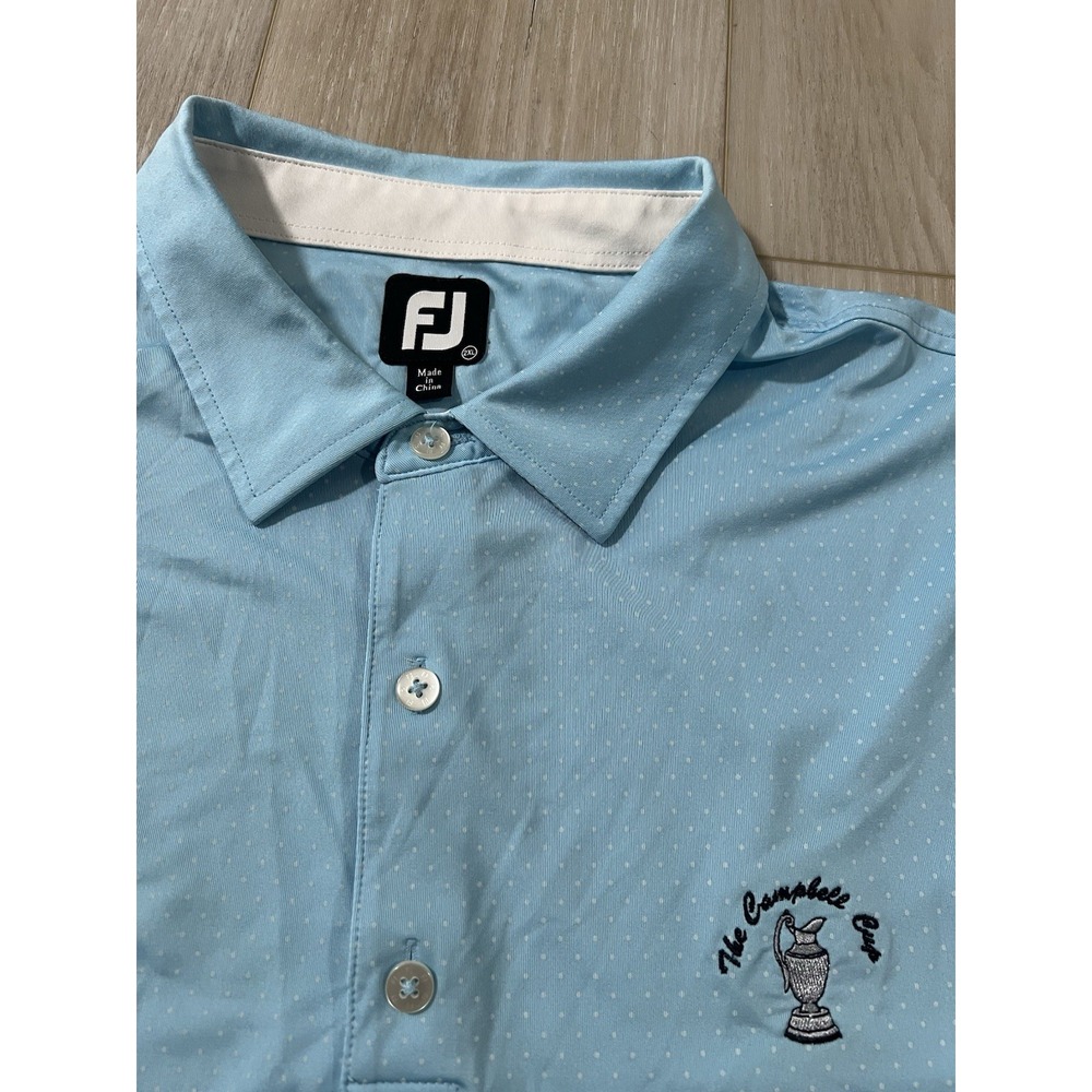 FootJoy FJ Mens The Campbell Cup AOP Polka Polo Shirt Size XXL Blue